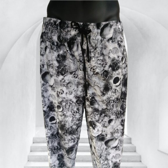 CARBON Mens L MOON JOGGERS BLACK & WHITE PANTS bottoms - Picture 8 of 15